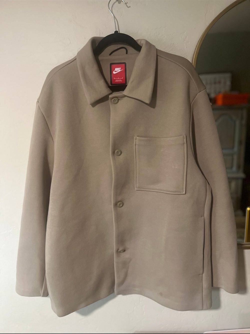 Nike Sportswear Tech Fleece Reimagined Oversized Shacket Khaki Men's Size Medium